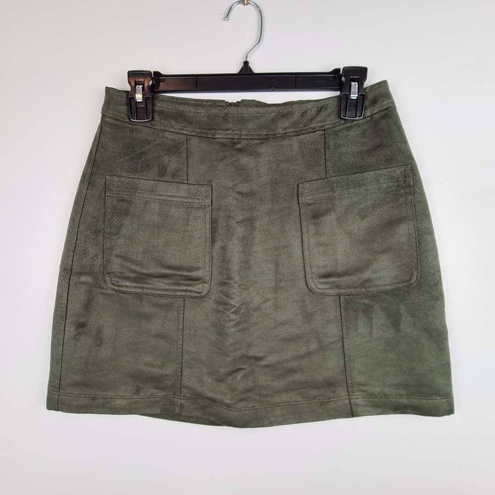 Old Navy Women's Faux-Suede Utility A-Line Mini Skirt Size 4 Forest Green Zipper